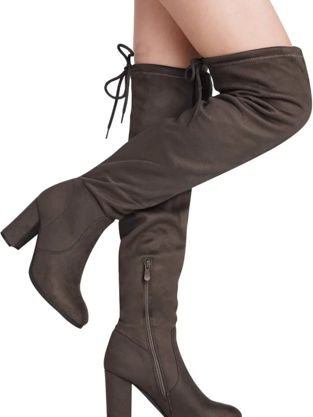 Chic Thigh High Over The Knee Fashion Boots | Block Mid Heel | Sexy Faux Fur
